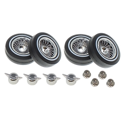 Redcat Lowrider Wire Wheels with Low Profile Tires, Lock Nuts and Knockoffs - Silver (4 sets)