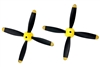 Rage RC 4-Blade Propeller Set, Yellow Spinner, Warbirds (2)