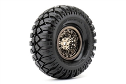 ROAPEX 1.9" Hardrock Crawler Tires Mounted on Black Chrome Wheels (2)