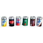 Miniature 6 pc Assorted Soda Cans - 1/2 inch