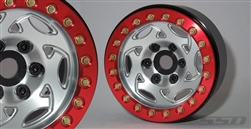 SSD RC 1.9" Champion Beadlock Wheels (Silver / Red) (2)