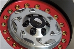 SSD RC Single 1.9" Champion Beadlock Wheel (Silver / Red) (1)