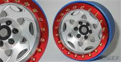 SSD RC 2.2" Champion PL Beadlock Wheels (Silver / Red) (2)
