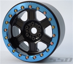 SSD RC Single 2.2" Challenger Beadlock Wheel (Black / Blue) (1)