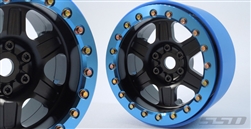 SSD RC 2.2" Challenger PL Beadlock Wheels (Black / Blue) (2)