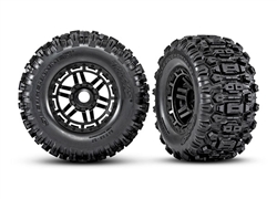 Traxxas Premounted Sledgehammer Tires and Wheels for Maxx, 17mm Hex, Black (2)