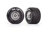 Traxxas Drag Slash Rear Wheels & Tires, Black & Chrome (2)