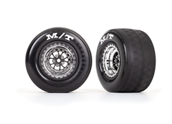 Traxxas Drag Slash Rear Wheels & Tires, Black & Chrome (2)