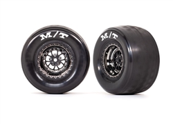 Traxxas Drag Slash Rear Wheels & Tires, Black Chrome (2)
