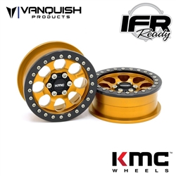 Vanquish Products 2.2 Aluminum KMC KM237 Riot Beadlock Wheels Gold Anodized (2)