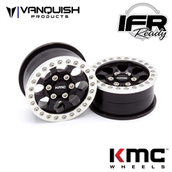 Vanquish Products 1.9 Aluminum KMC KM237 Riot Beadlock Wheels Black Anodized (2)