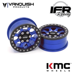 Vanquish Products 1.9 Aluminum KMC KM237 Riot Beadlock Wheels Blue Anodized (2)