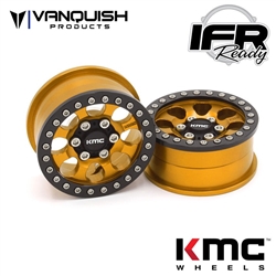 Vanquish Products 1.9 Aluminum KMC KM237 Riot Beadlock Wheels Gold Anodized (2)