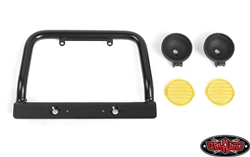 RC4WD Steel Push Bar Front Bumper with Flood Lights for RC4WD Gelande II 2015 Land Rover Defender D90 (Yellow)