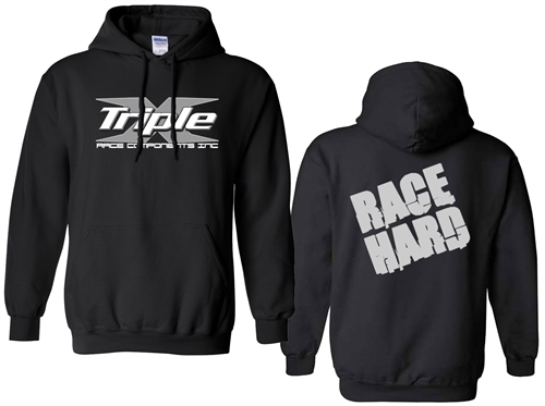 Triple X Race Hard' Hoodie.  Black.