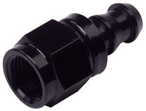 Aluminum Push Lock Fitting-Straight (-10). Black.