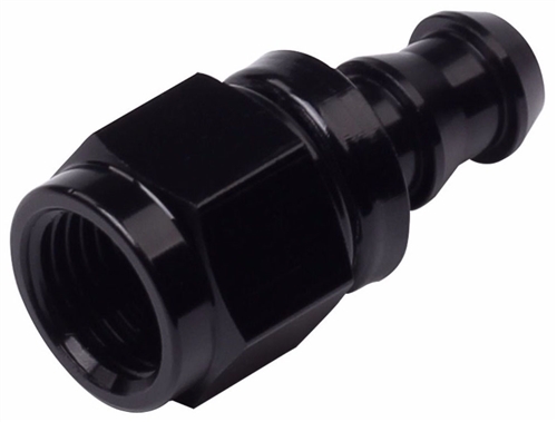 Aluminum Push Lock Fitting-Straight (-16). Black.