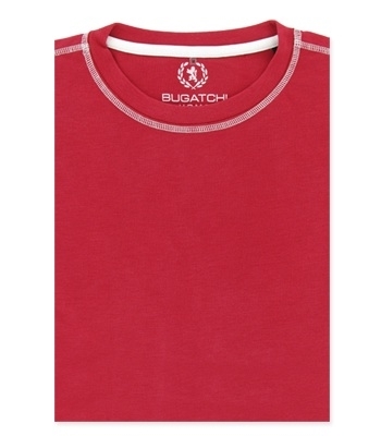 Bugatchi T-shirt CREW NECK short sleeve-fancy stitch - XL - ruby