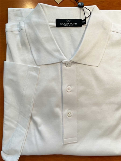Bugatchi men's cotton polo shirt - white,short sleeve, 2XL