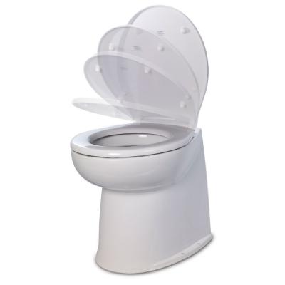 Jabsco Deluxe Flush 14&quot; Straight Back 24V Raw Water Electric Marine Toilet w/Remote Rinse Pump  Soft Close Lid