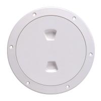 Beckson 6&quot; Smooth Center Screw-Out Deck Plate - White