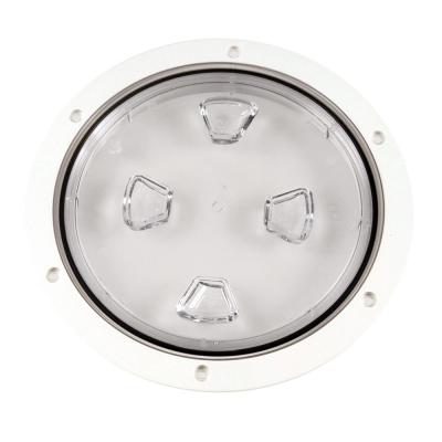 Beckson 8&quot; Clear Center Screw-Out Deck Plate - White
