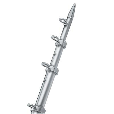 TACO 8' Center Rigger Pole - Silver w/Silver Rings &amp; Tip - 1-1/8&quot; Butt End Diameter
