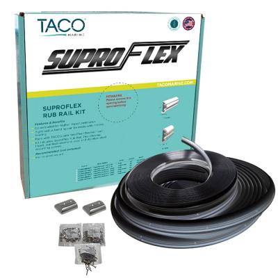 TACO SuproFlex Rub Rail Kit - Black w/Flex Chrome Insert - 2&quot;H x 1.2&quot;W x 60L