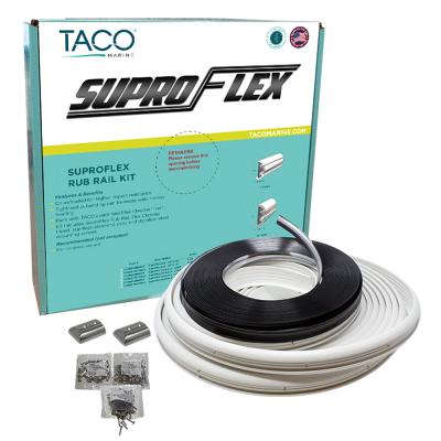 TACO SuproFlex Rub Rail Kit - White with Flex Chrome Insert - 2&quot;H x 1.2&quot;W x 60L