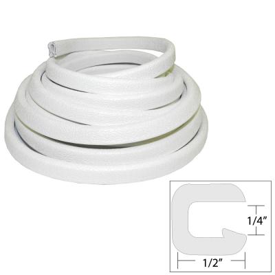 TACO Flexible Vinyl Trim - 1/4&quot; Opening x 1/2&quot;W x 25'L - White