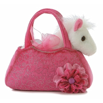 Fancy Pals Plush Pink Pet Carrier with Plush White Horse by Aurora