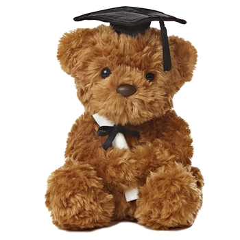 Wagner the Stuffed Bear with Black Graduation Cap by Aurora