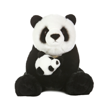 Realistic Stuffed Mother Panda Bear with Cub by Aurora