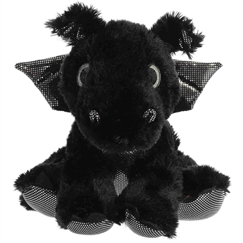 Onyx the Black Stuffed Dragon Big Eyed Sparkle Tales Plush by Aurora