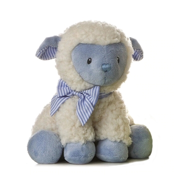 Baby Safe Plush Blue Lamb with Bow by Ebba