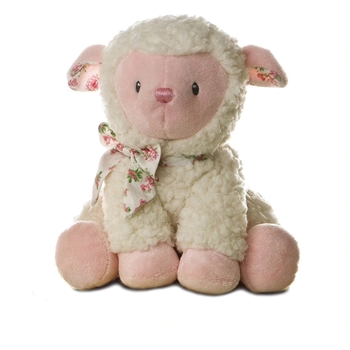 Baby Safe Plush Pink Lamb with Bow by Ebba