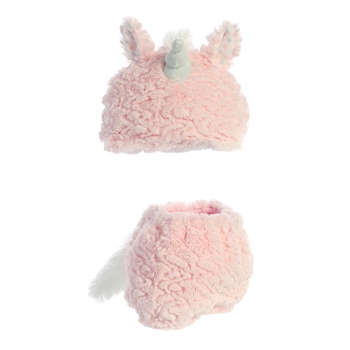 Aria the Plush Pink Unicorn Diaper Cover and Baby Hat by Aurora