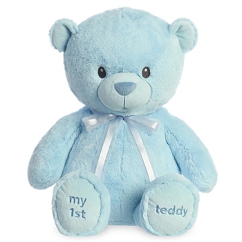 Plush Large Blue My First Teddy Bear by Aurora