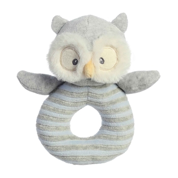 Naturally Hoot the Plush Owl Cotton Baby Rattle by Ebba