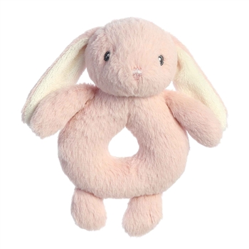 Dewey Rose Plush Bunny Baby Rattle by Ebba