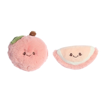 Precious Produce Baby Safe Plush Peach Rattle and Crinkle Toy Set by Ebba