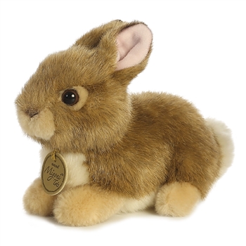Realistic Stuffed Tan Baby Bunny 7 Inch Miyoni Plush by Aurora