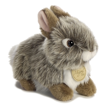 Realistic Stuffed Gray Baby Bunny 7 Inch Miyoni Plush by Aurora