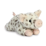 Realistic Stuffed White Spotted Piglet 11 Inch Miyoni Plush by Aurora