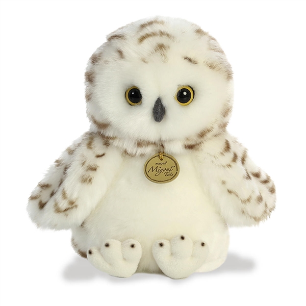 Realistic Stuffed Snowy Owlet 9 Inch Miyoni Plush, Aurora