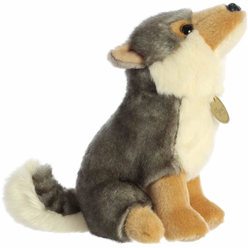 Realistic Sitting Stuffed Wolf Miyoni Plush by Aurora