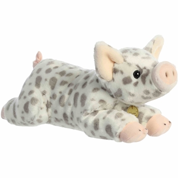 Realistic Stuffed White Spotted Piglet 14 Inch Miyoni Plush by Aurora