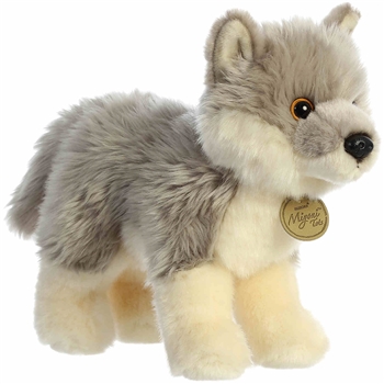 Realistic Stuffed Wolf Pup 10 Inch Miyoni Plush by Aurora