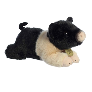 Realistic Stuffed Hampshire Pig 8 Inch Miyoni Plush by Aurora