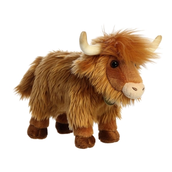 Realistic Stuffed Highland Cow 10 Inch Miyoni Plush by Aurora